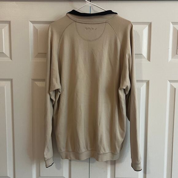 Bobby Jones Players Men’s 1/4 Zip Beige Sweatshirt Size L 100% Peruvian Cotton - Picture 2 of 11